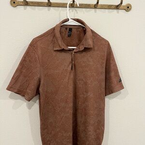 Adidas Men's Textured Polo in Earthy Brown